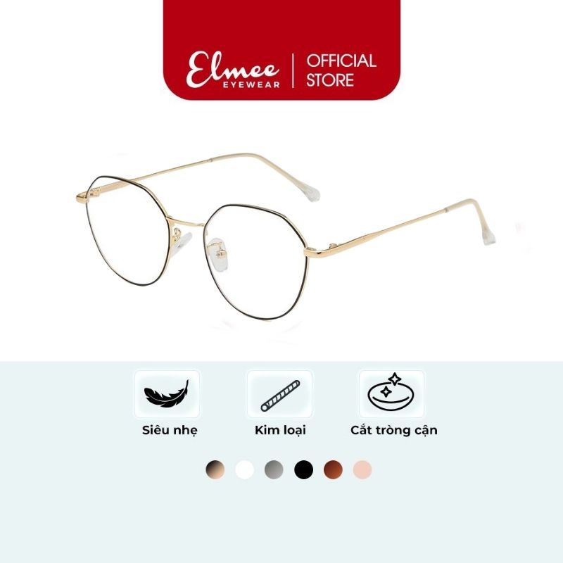 Gọng kính kim loại mắt đa giác ELMEE E29115 thời trang thanh mảnh dễ đeo