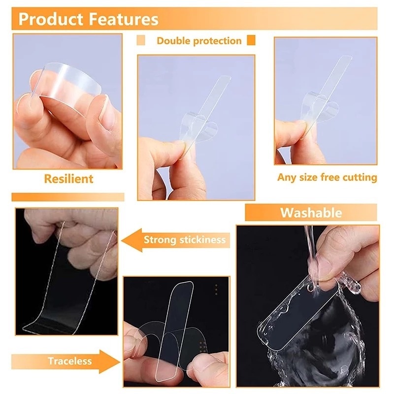 Bộ 10/60 Miếng Dán Hai Mặt Bằng PVC Trong Suốt Chống Thấm Nước Đa Năng Tiện Dụng