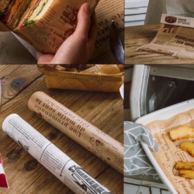 Giấy Nến Thấm Dầu, Nướng Bánh Cho Nồi Chiên Không Dầu An Toàn Vệ Sinh Hình Tờ Báo Phong Cách Vintage
