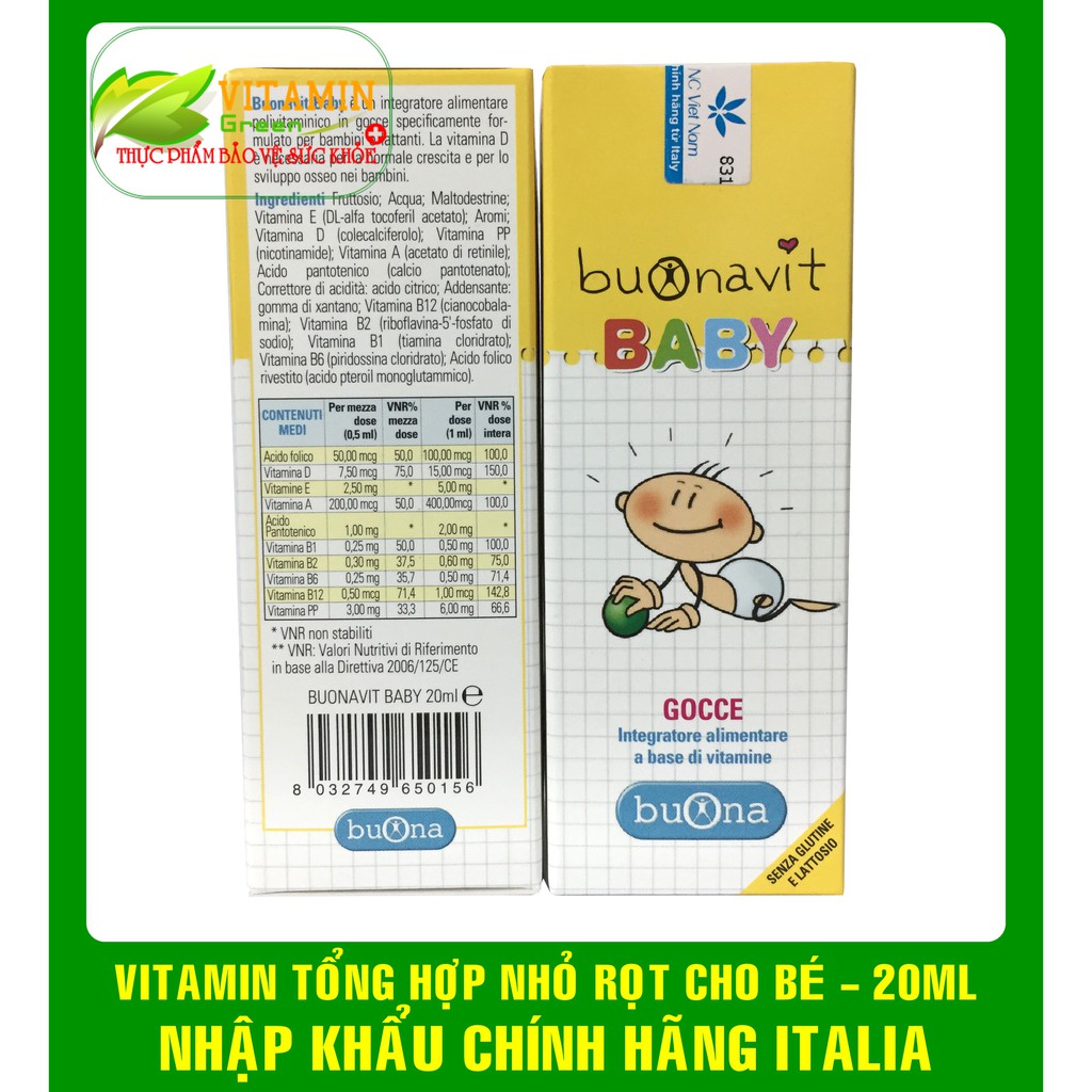 BUONAVIT BABY VITAMIN TỔNG HỢP DẠNG NHỎ GIỌT CHO BÉ 20ML | NHẬP KHẨU CHÍNH HÃNG ITALIA