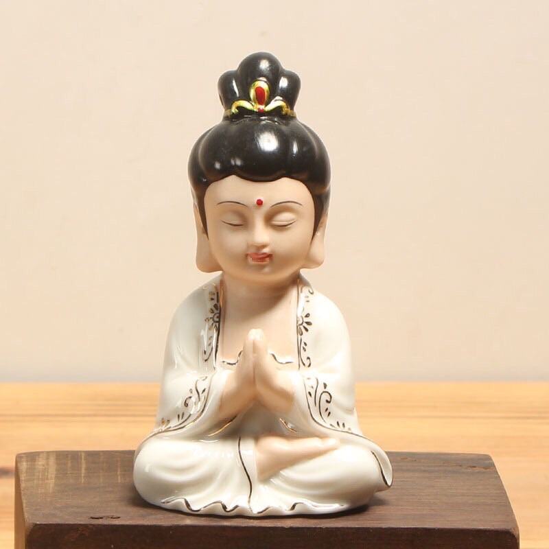 Tượng phật bà quan âm gốm màu