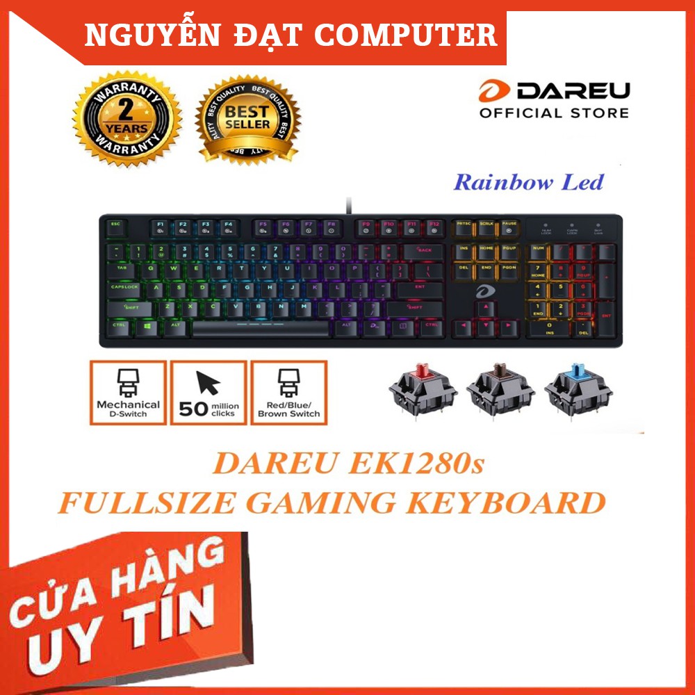 Bàn phím cơ Gaming DAREU EK1280s 104KEY Black  - Bảo hành 24 tháng