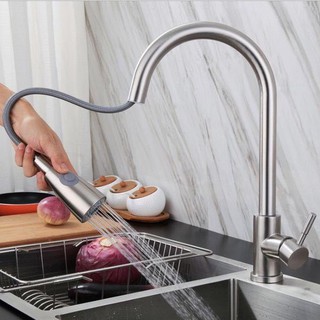Vòi rửa chén dây rút đa năng nóng lạnh inox 304