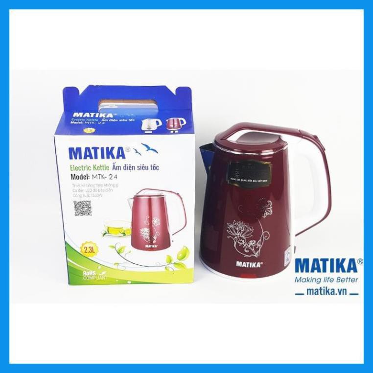 Ấm siêu tốc Matika MTK-24, ca siêu tốc có chức năng ủ ấm nước, nhiệt độ đủ pha sữa cho bé