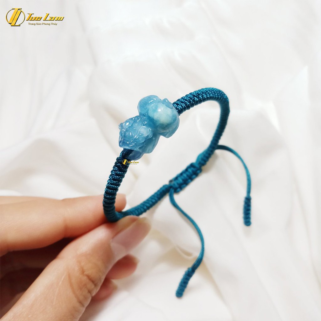 [Mệnh Thủy] Vòng Tay chỉ xanh dương handmade Tỳ hưu đá Aqua