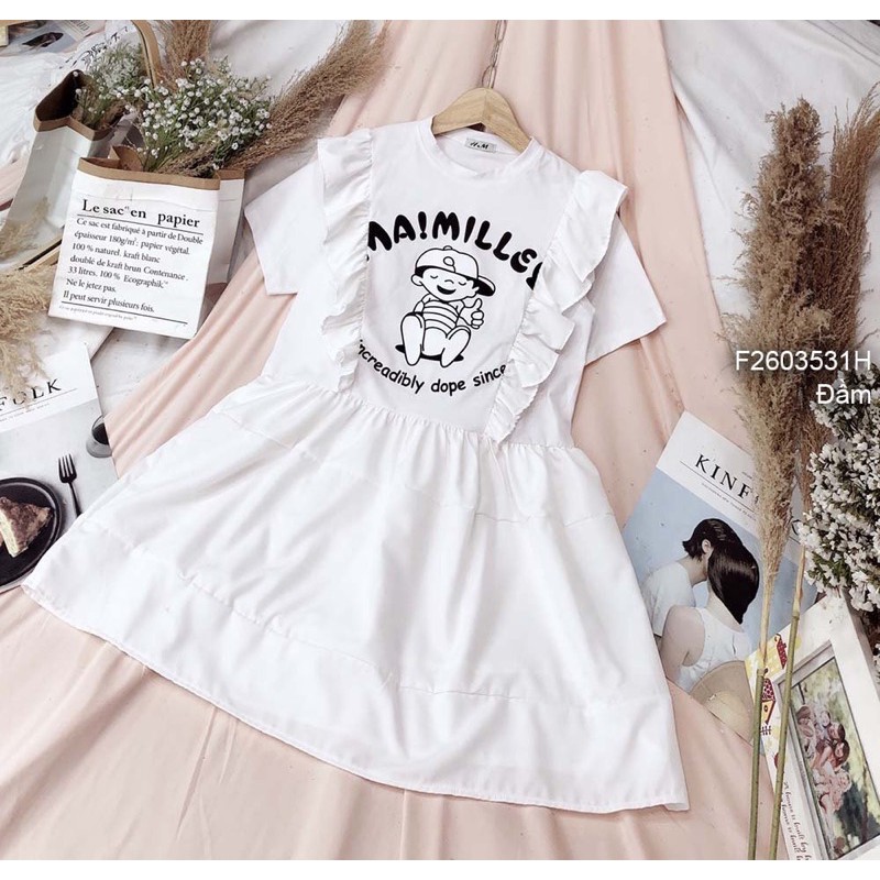 Đầm sơ mi jean dáng suông tay ngắn 0823 thaotranshop90