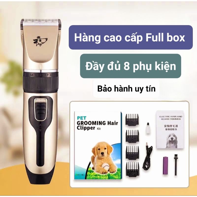 [HCM - HỎA TỐC] Tông đơ cạo cắt lông cho chó mèo Hàng Full Box - Kèm 8 phụ kiện - Bảo hành uy tín