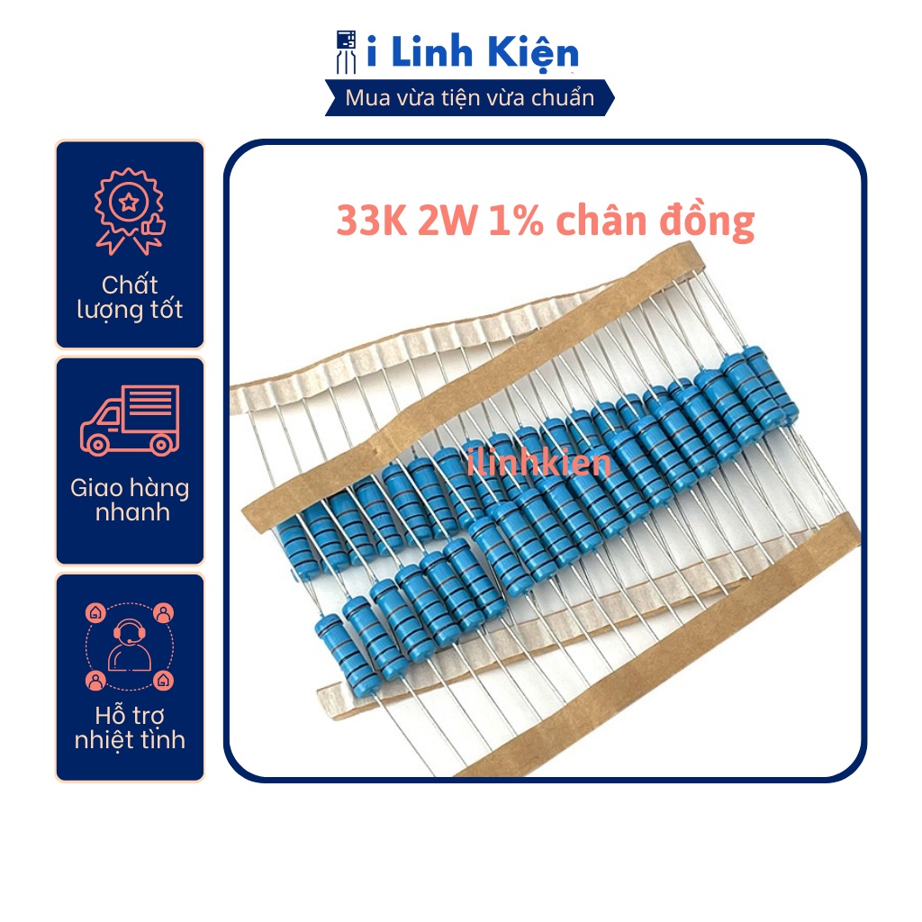 Điện trở vạch 2W 33K 1% chân đồng (10c)
