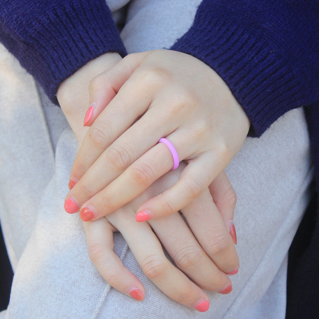 1 Nhẫn Silicone Thể Thao Chất Lượng Cao 2.7mm Không Gây Dị Ứng Cho Nữ 4-10 Size