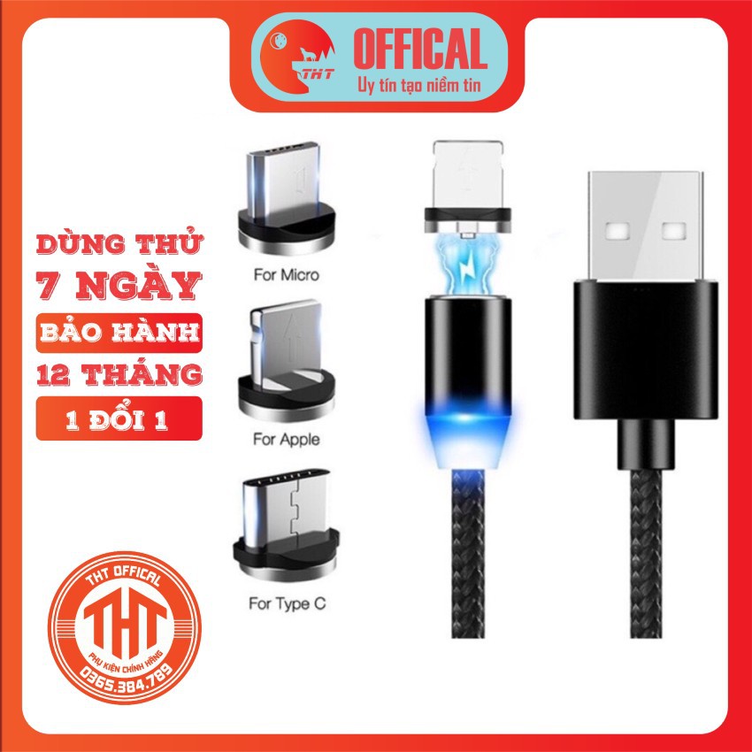 Cáp Dù 3 đầu nam châm Dành Cho Mọi Dòng Máy X - CABLE 360 Bảo Hành 3 Tháng 1 Đổi 1.