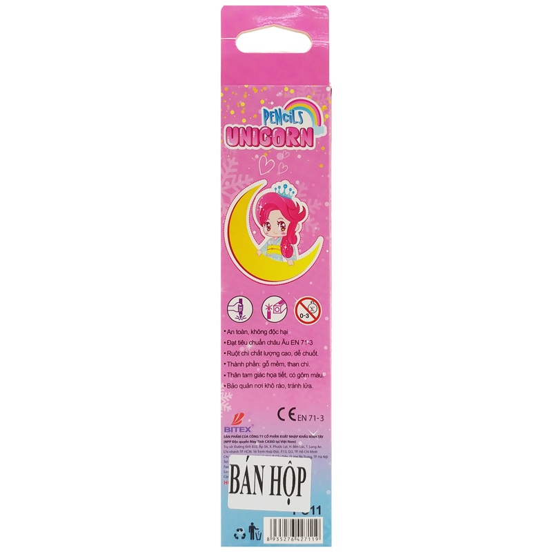 Hộp 12 Bút Chì Gỗ Họa Tiết 2B Unicorn - Smart Kids PC11