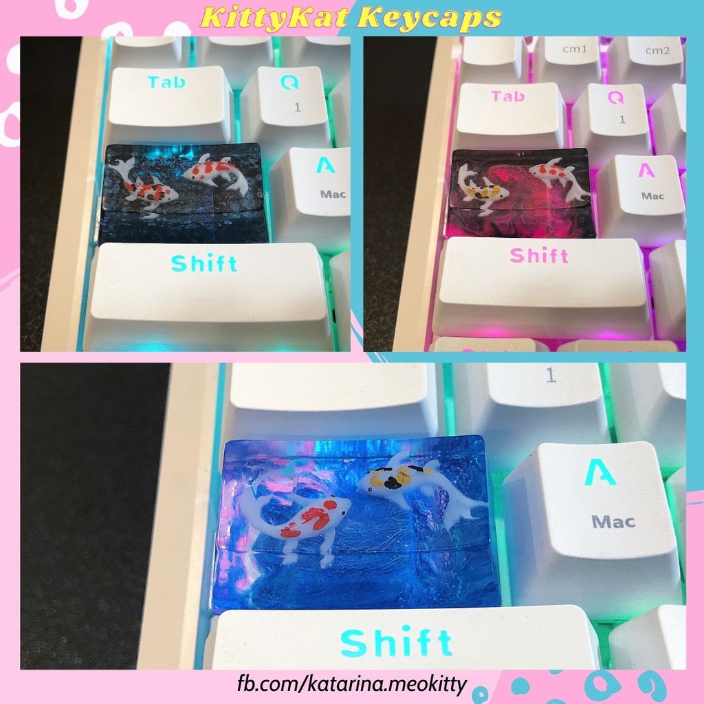 Keycap cá Koi 1,75u 🎏 nút Caps lock profile OEM ❤️ Keycaps artisan Koi fish Capslock trang trí bàn phím gaming
