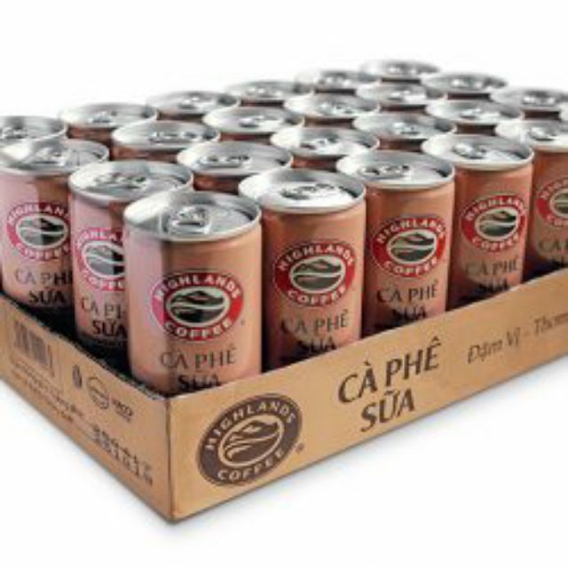 Cà phê sữa highland coffee 235ml thùng 24 lon khuyến mại 235.000/ thùng (giá gốc 250.000/ thùng)