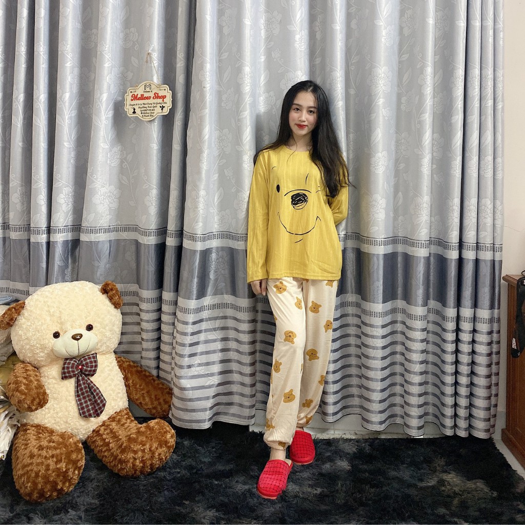 Bộ đồ ngủ, đồ ngủ nữ pijama thu đông dài tay cotton phong cách Hàn Quốc cực dễ thương | BigBuy360 - bigbuy360.vn