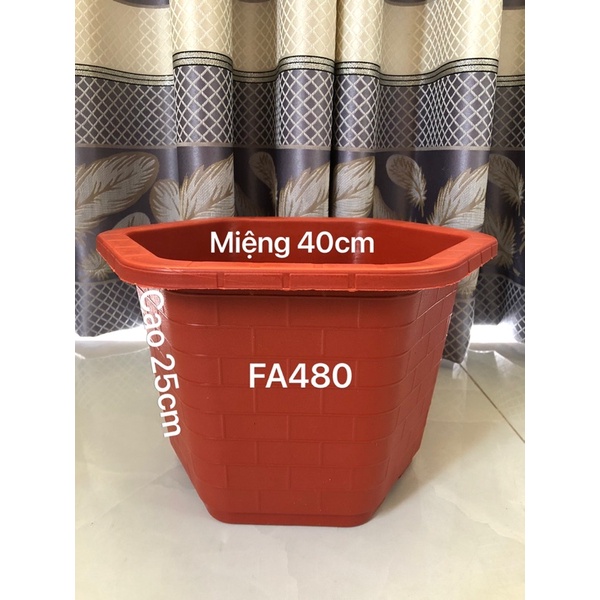 Chậu Nhựa Lục Giác FA480 Trồng Cây Màu Đỏ Dày Dặn