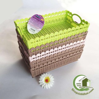 Rổ chữ nhật trung Thắng Lợi - rổ đựng mỹ phẩm, gia vị, chai lọ - 24cm x 25cm  - màu ngẫu nhiên