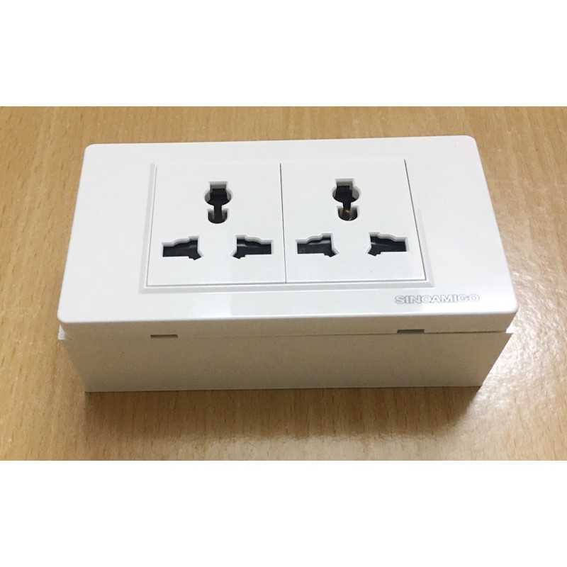 Ổ cắm điện đôi âm tường 3 chấu đa năng K6-040,16A,220V