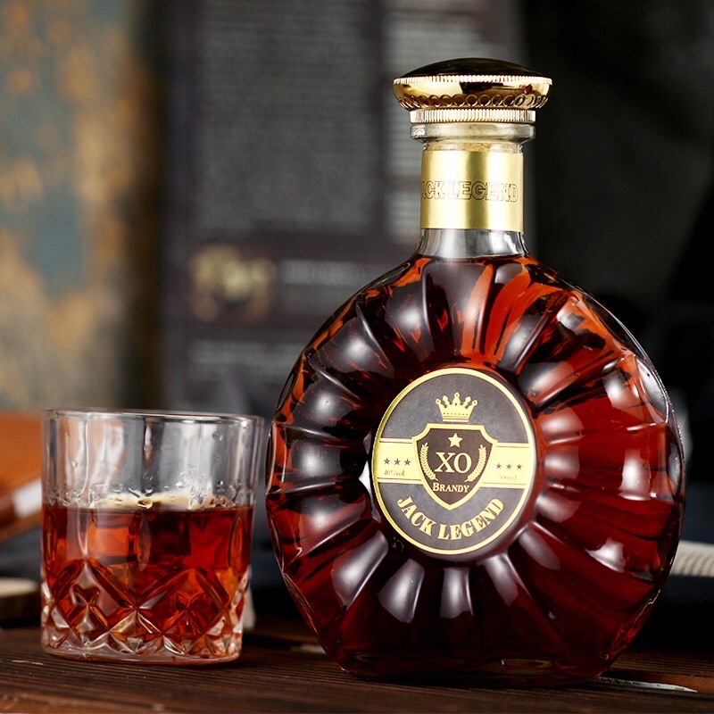 VỎ CHAI THUỶ TINH X.O/ CHAI DẸP ĐỰNG RƯỢU 500ml