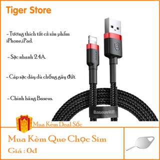 Dây sạc iphone Baseus Cafule sạc nhanh 2.4A cáp sạc bọc dù tương thích iphone 6/7/8/x/xs/11/11pro....-tiger store