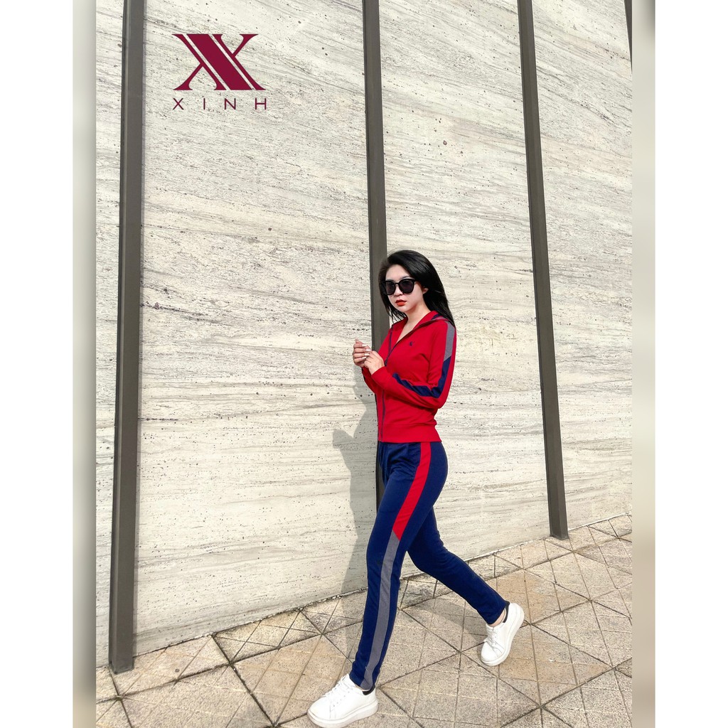 Bộ thể thao kéo séc cotton da cá Xinh Fashion Home Wear X495