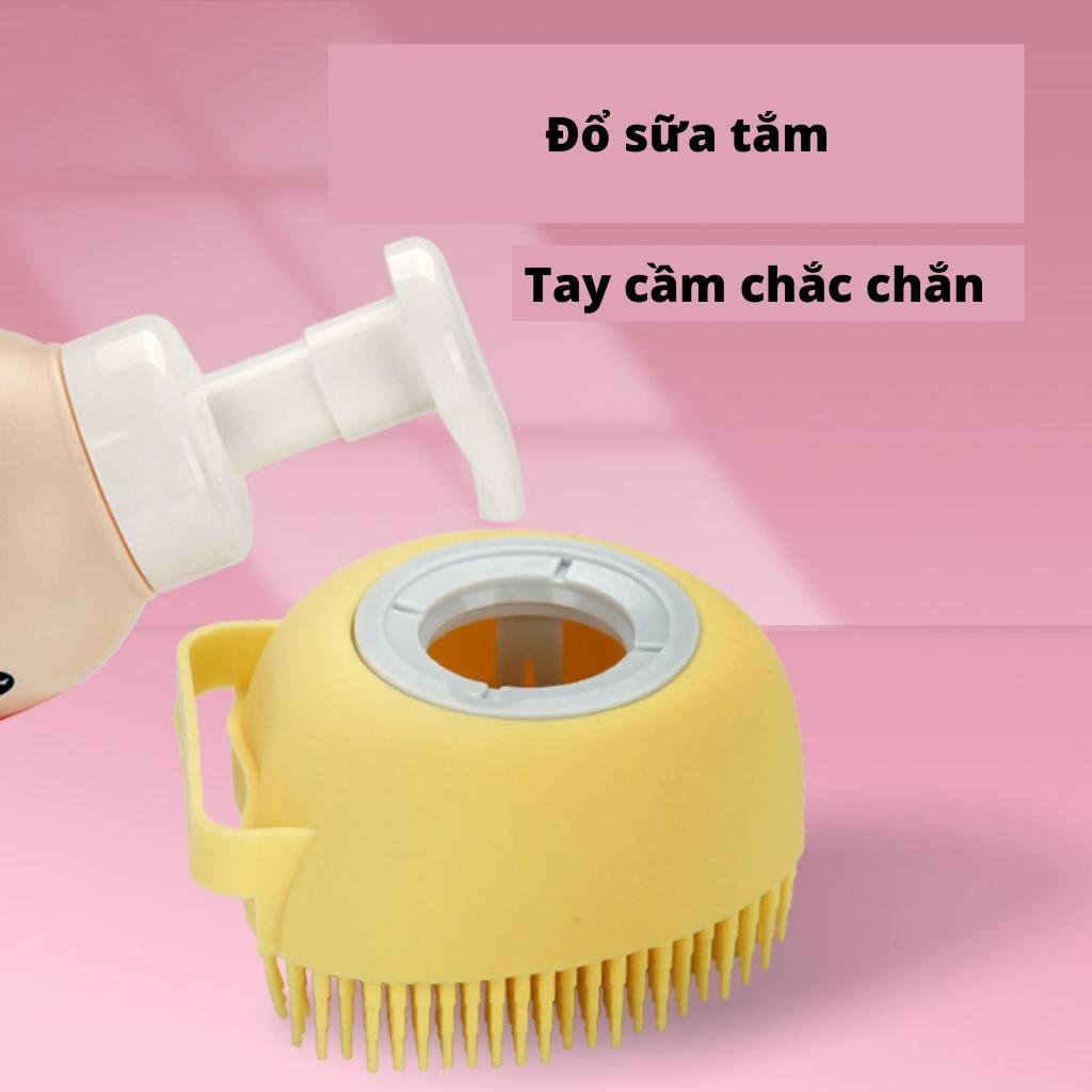 Bàn chải tắm silicone hình trái tim tạo bọt mềm mại , massage cơ thể , gội đầu , với tay cầm chắc chắn cho mọi lứa tuổi