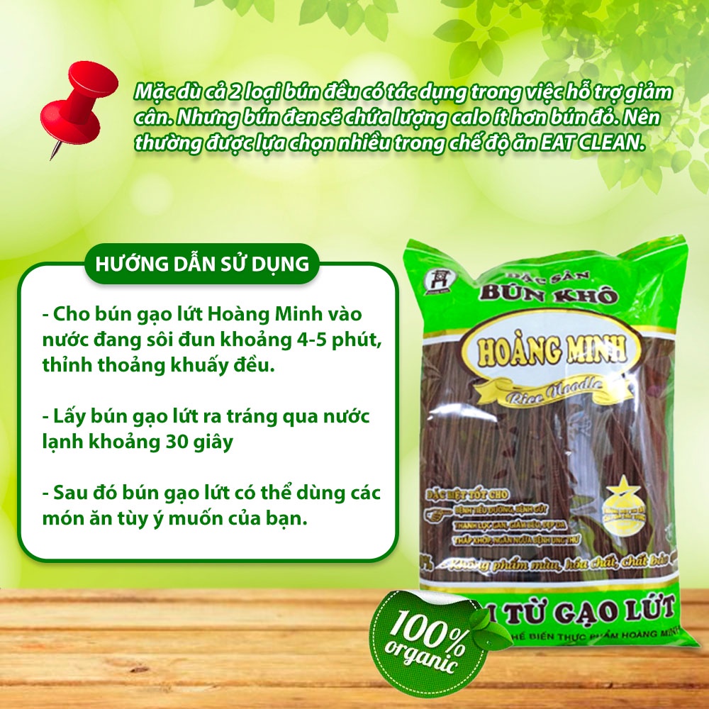 Bún Gạo Lứt Đỏ Đen Hoàng Minh Eat Clean 500g Beorganic - Eco Food, Đồ Ăn Healthy Giảm Cân Cho Người Ăn Kiêng, Tiểu Đường