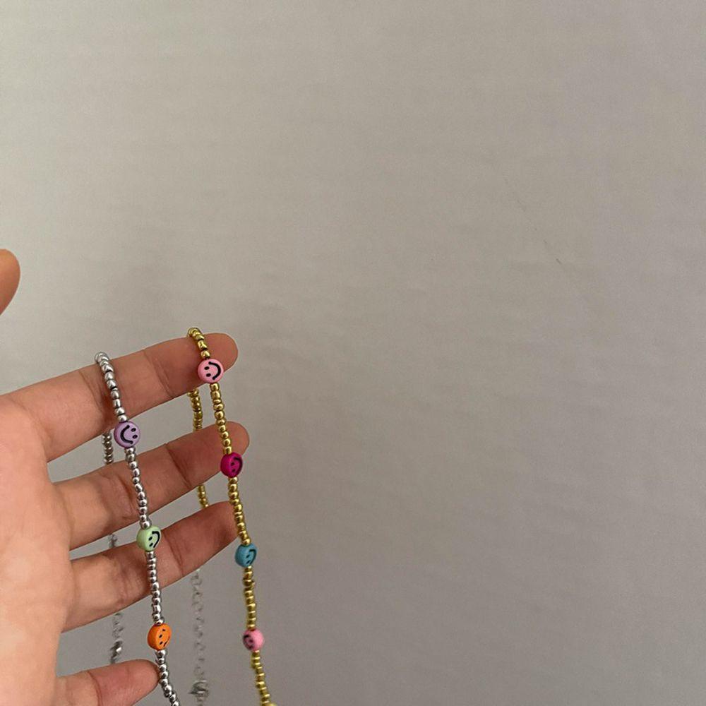 Vòng cổ Hạt Nhựa Y2K Mặt Cười Nhiều Màu Sắc Phong Cách Hip Hop Hàn Quốc VANES1