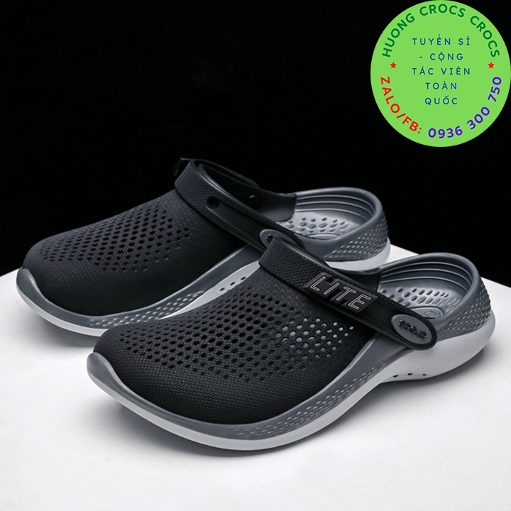 DÉP SỤC CROCS LITERIDE PACER 360 CHO CẢ NAM VÀ NỮ MÀU ĐEN CHUẨN XỊN FULL BOX