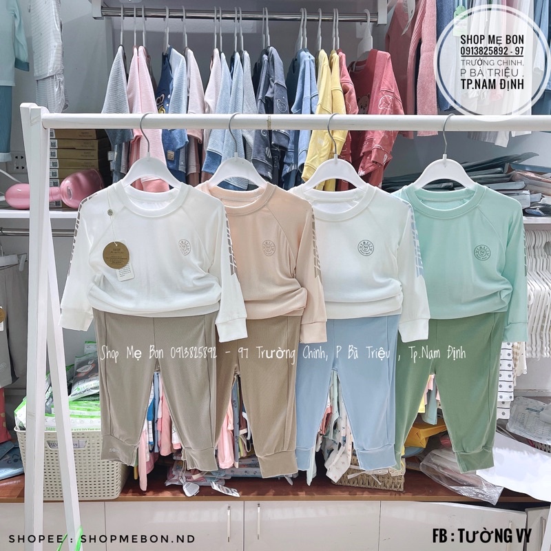 Bộ dài tay raglan hãng Hrnee cho bé trai bé gái