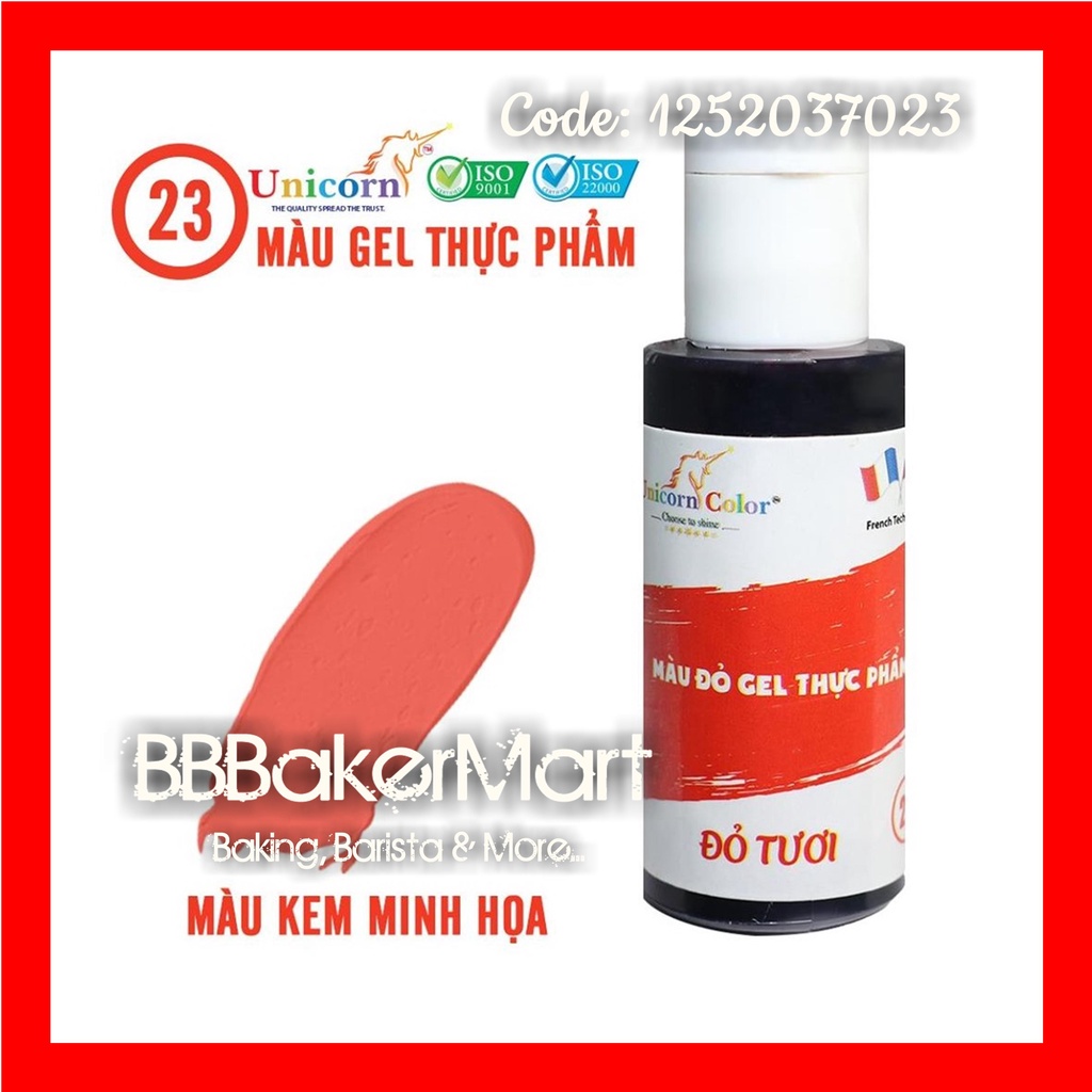 Màu thực phẩm làm bánh dạng GEL Unicorn D23 28gr - Màu ĐỎ TƯƠI