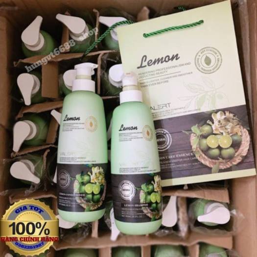 Cặp Dầu Gội Xả LEMON VALERT CHANH & HOA BƯỞI 750Ml. Phục Hồi Hư Tổn,Ngăn Gàu, Nấm, Kích Thích Mọc Tóc Hàng Chính Hãng
