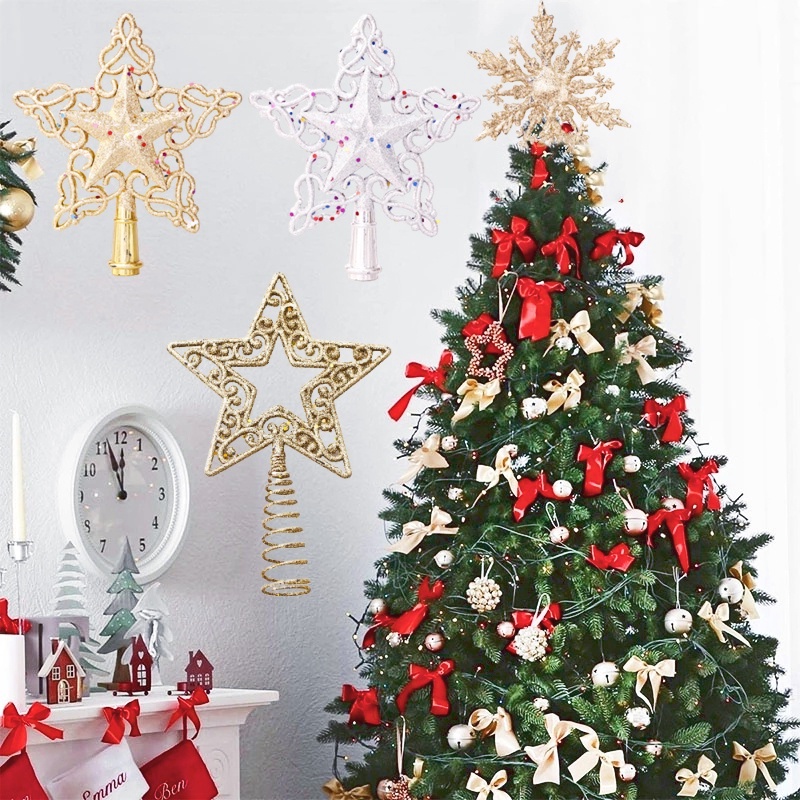 Phụ Kiện Trang Trí Cây Thông Giáng Sinh Hình Ngôi Sao Rỗng 3D