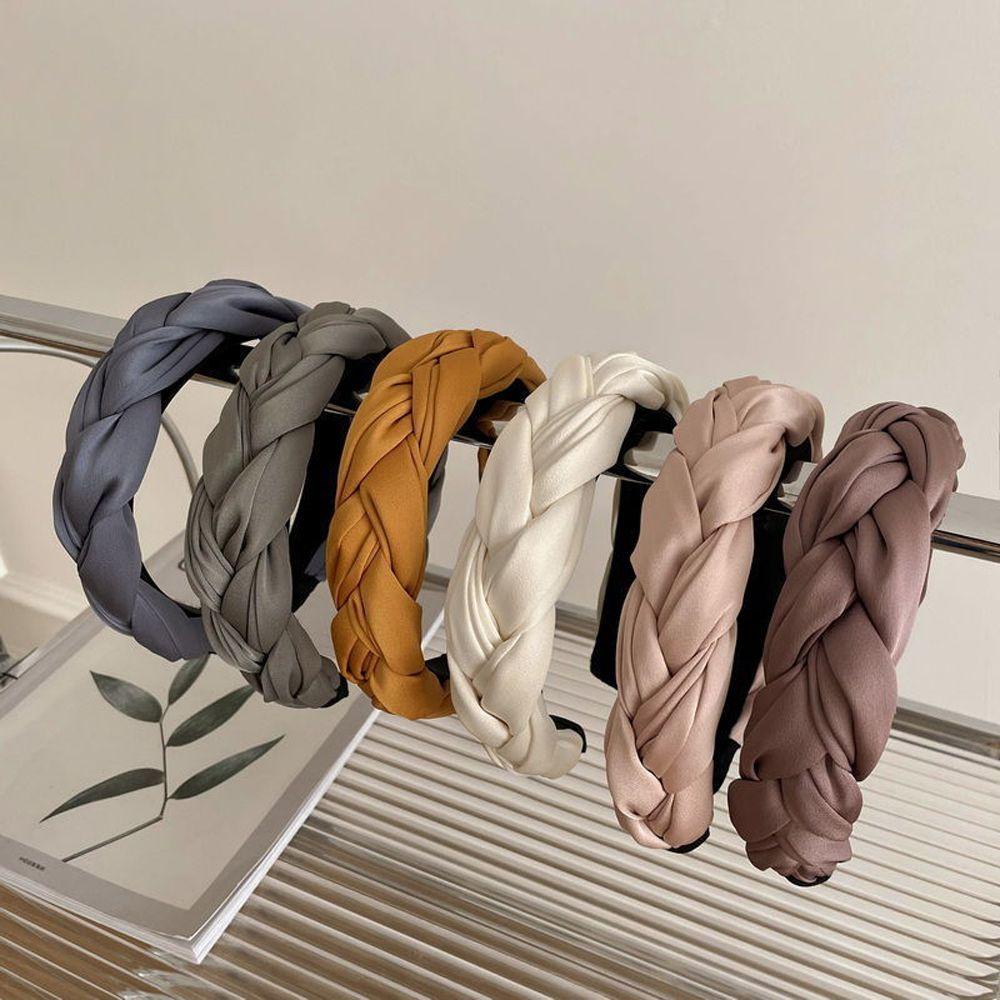 Băng Đô Cài Tóc Bản Rộng Màu Trơn Không Trượt Thời Trang Hàn Quốc Cho Nữ