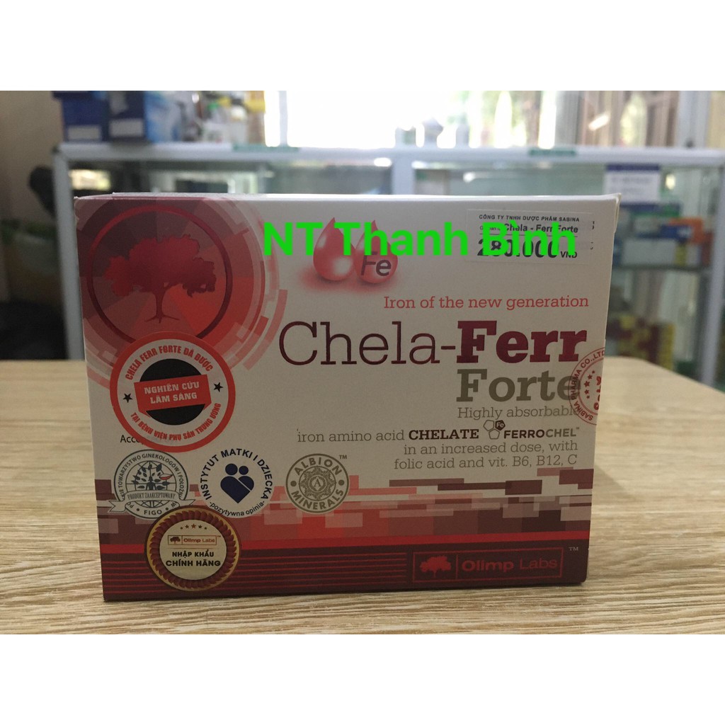 Viên Sắt Bà Bầu Chela-Ferr Forte - Nhập Khẩu Từ Poland  Hộp 2 vỉ x 15 viên