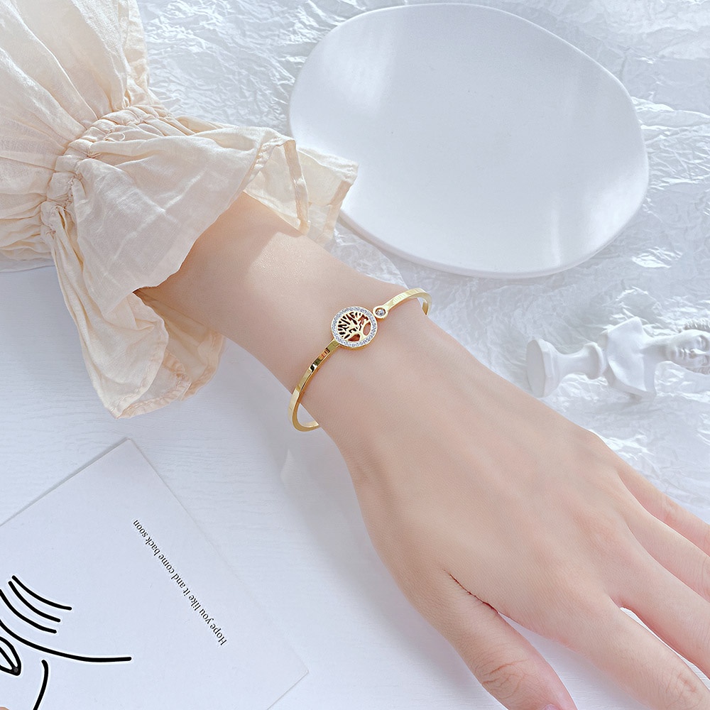 Vòng đeo tay OLEVS GH1001 màu vàng hồng bằng thép không gỉ thời trang cao cấp cho nữ