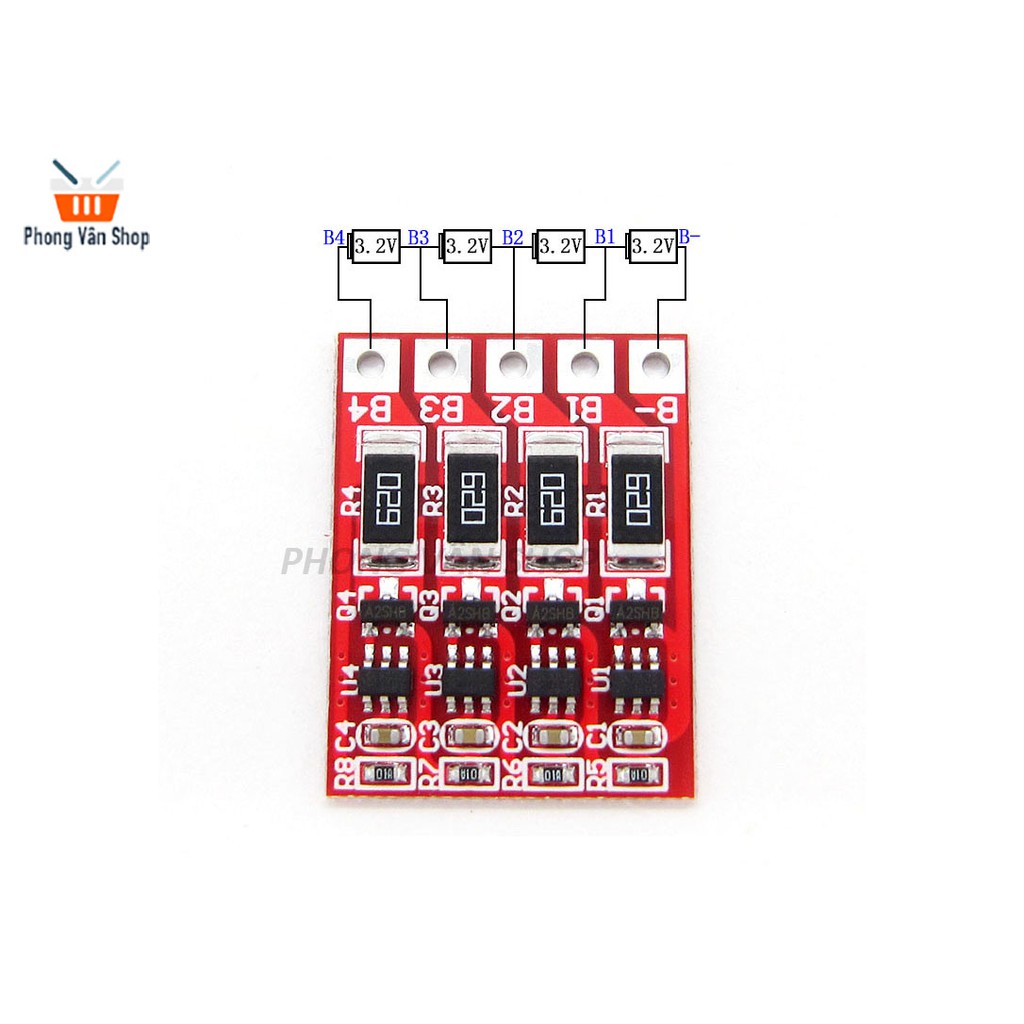 Mạch cân bằng sạc pin lifepo4  12.8v-14.6v 4s