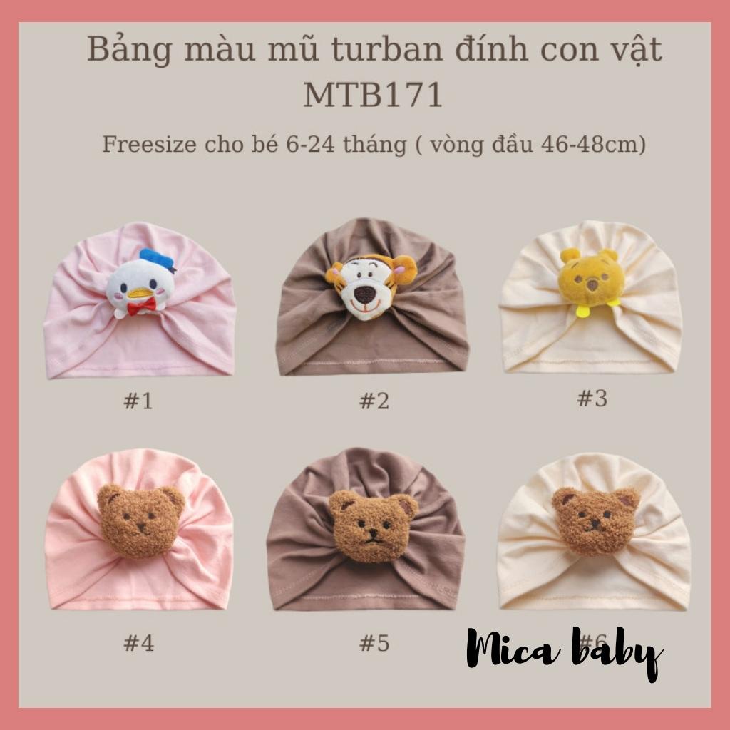 Mũ turban cho bé chất cotton đính hình thú đáng yêu MTB171 Mica baby