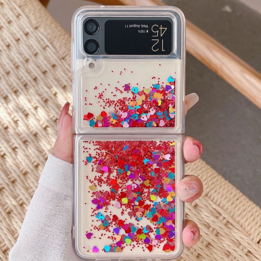 Ốp Điện Thoại Silicon Mềm Trong Suốt Có Nước Kim Tuyến Chống Rơi Cho Samsung Galaxy Zflip 3 Zflip 4