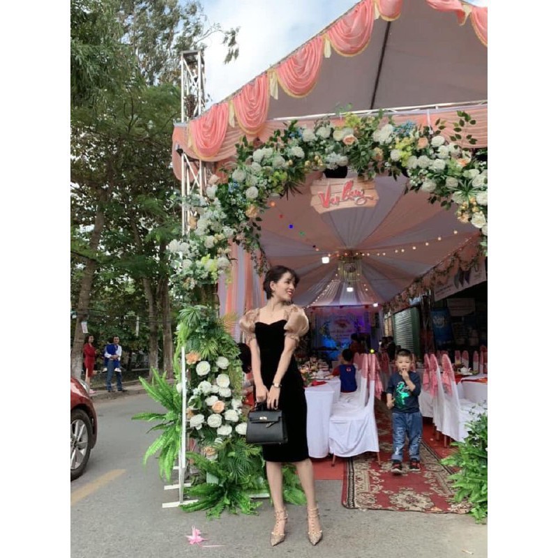 [ xả kho ] MiD Đầm dự tiệc dáng ôm phối tay điệu thiết kế V1230 Mie Design kèm ảnh thật