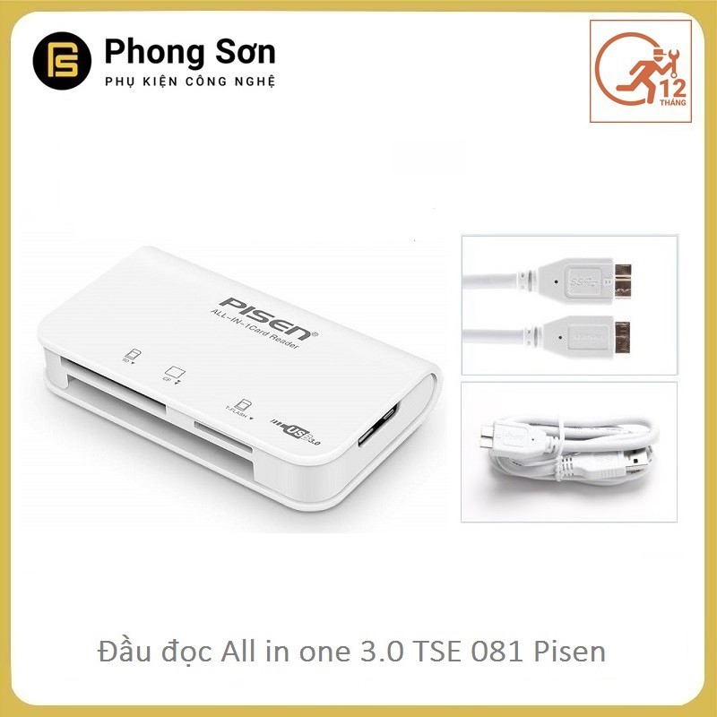 Đầu đọc thẻ đa năng Pisen All-in-one USB 3.0 (Trắng) | BigBuy360 - bigbuy360.vn