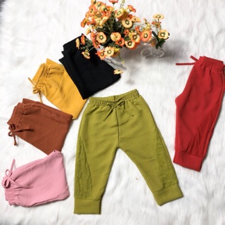 COMBO 4 Quần BAGGY phối ren cho bé gái Chất Lụa Đũi mặc ôm Nhiều màu - Hình Thật Shop tự chụp - huongtinh.shop