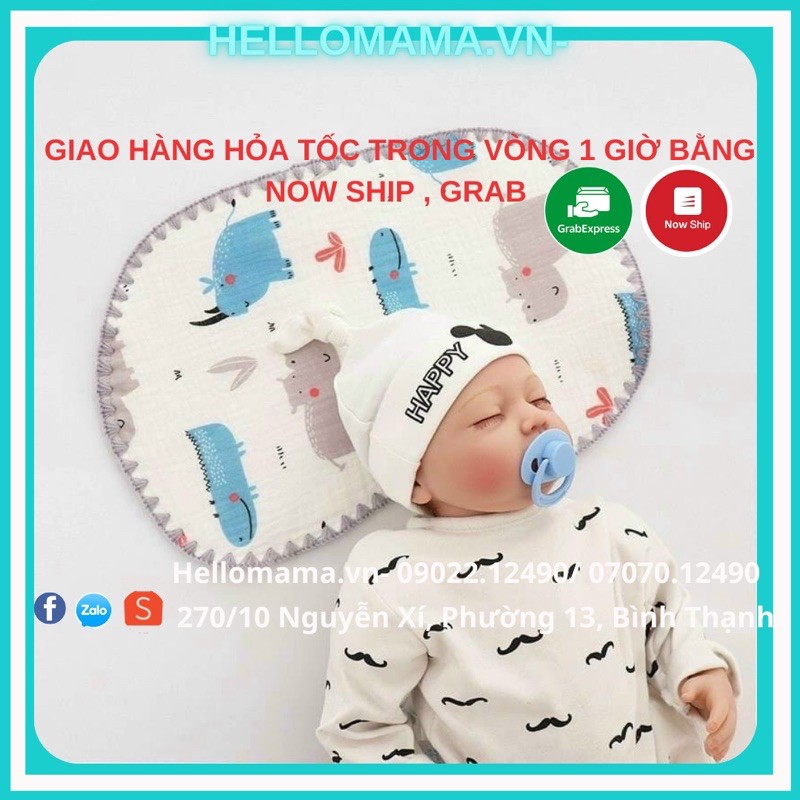 Gối 10 lớp khăn Xô mỏng, mềm mại cho bé sơ sinh/Gối xô lót đầu cho bé sơ sinh