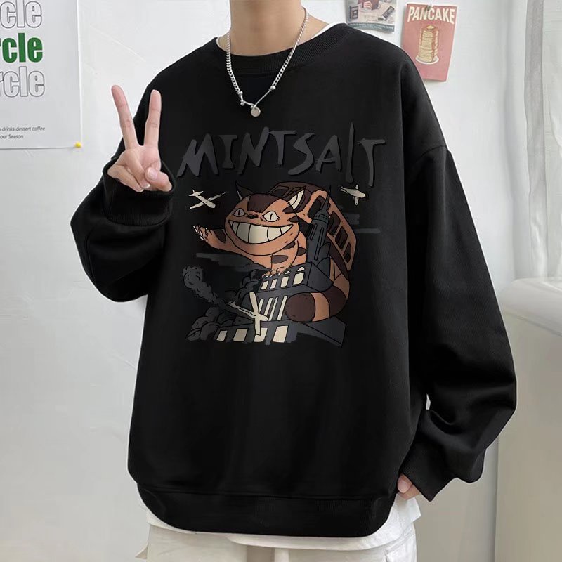 Áo sweater unisex tay dài cổ tròn dáng rộng thời trang thu đông cho nam nữ 45kg-110kg