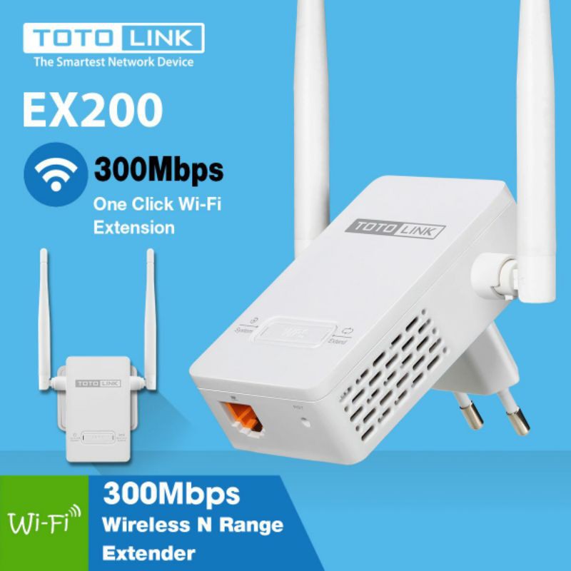 BỘ KÍCH SÓNG WIFI TOTOLINK EX200 2 ANTEN, CÓ REPEATER CHÍNH HÃNG