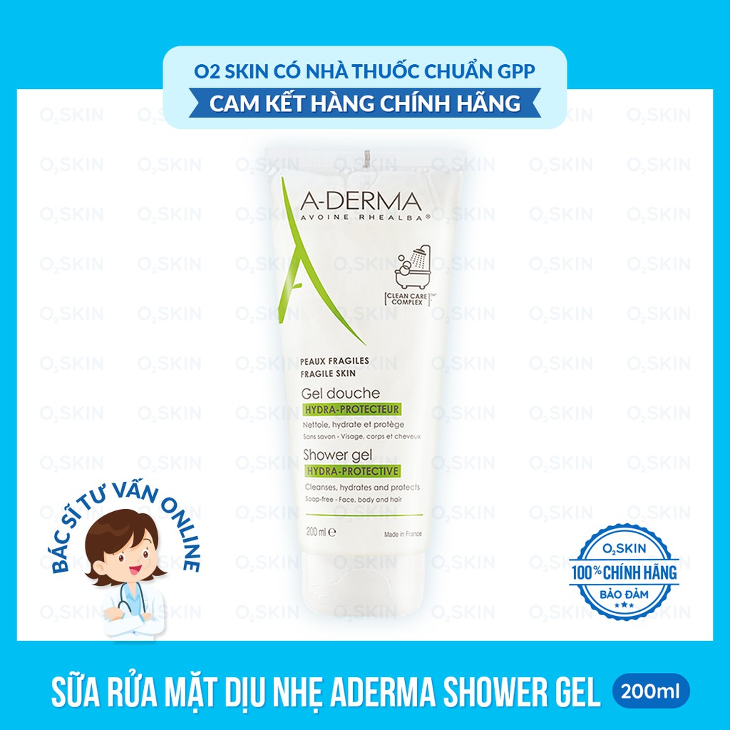Sửa Rửa Mặt / Da Nhạy Cảm / 💕 FREESHIP 💕 Giảm 5k khi nhập mã [O2SKIN] / Gel Rửa Mặt Aderma Protective 200ml