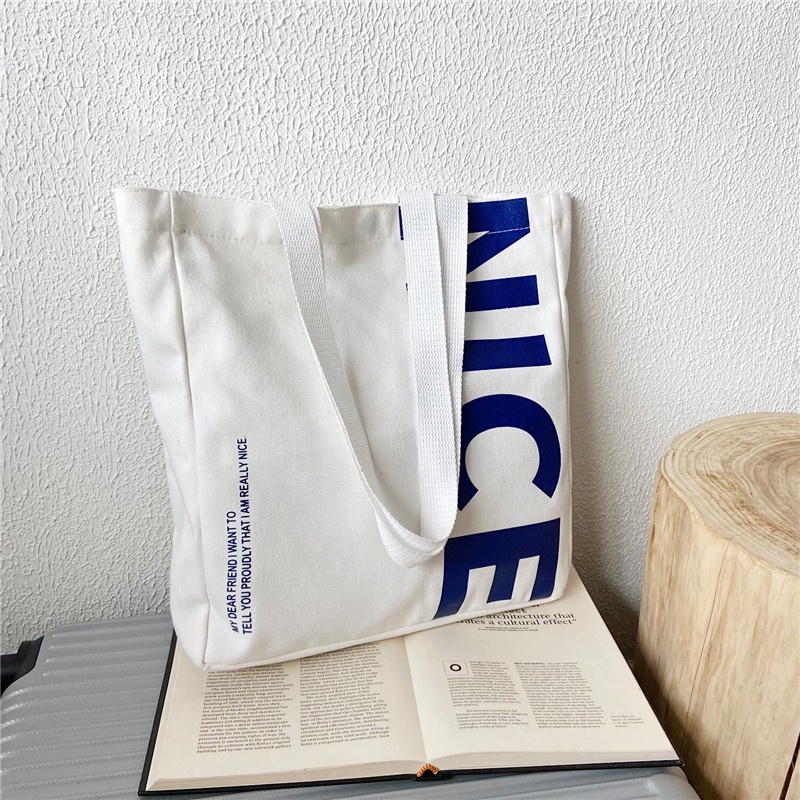 Túi Xách Canvas Cỡ Lớn In Chữ Thời Trang Cho Nữ