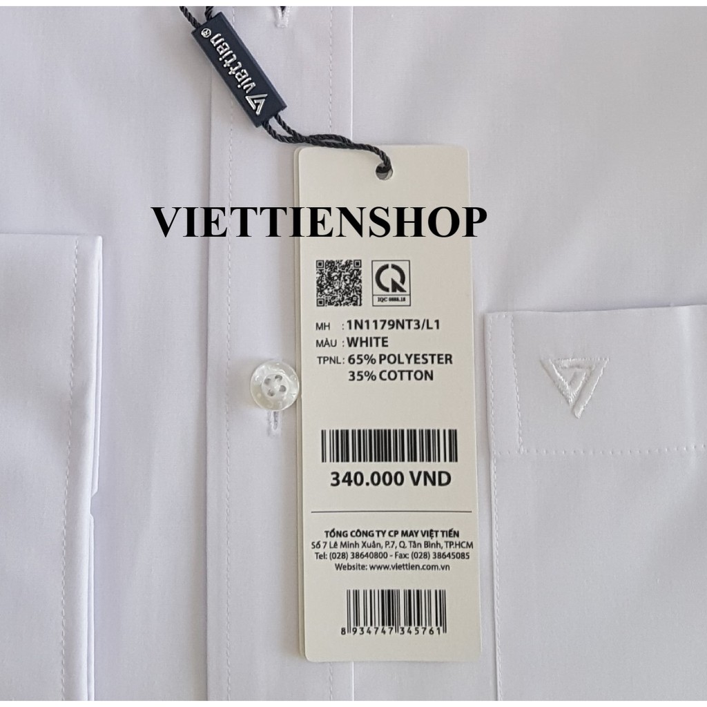 (DÁNG KHÔNG ÔM) ÁO SƠ MI VIỆT TIẾN NGẮN TAY VÀ DÀI TAY MÀU TRẮNG | BigBuy360 - bigbuy360.vn