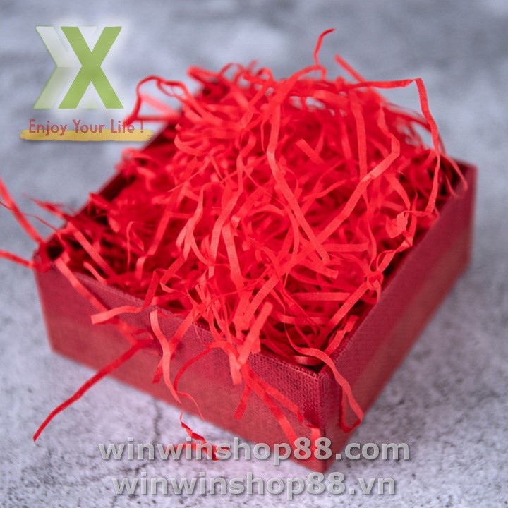 Nửa KG giấy rơm, giấy sợi lót hộp quà, trang trí hộp quà tặng màu đỏ Andhere