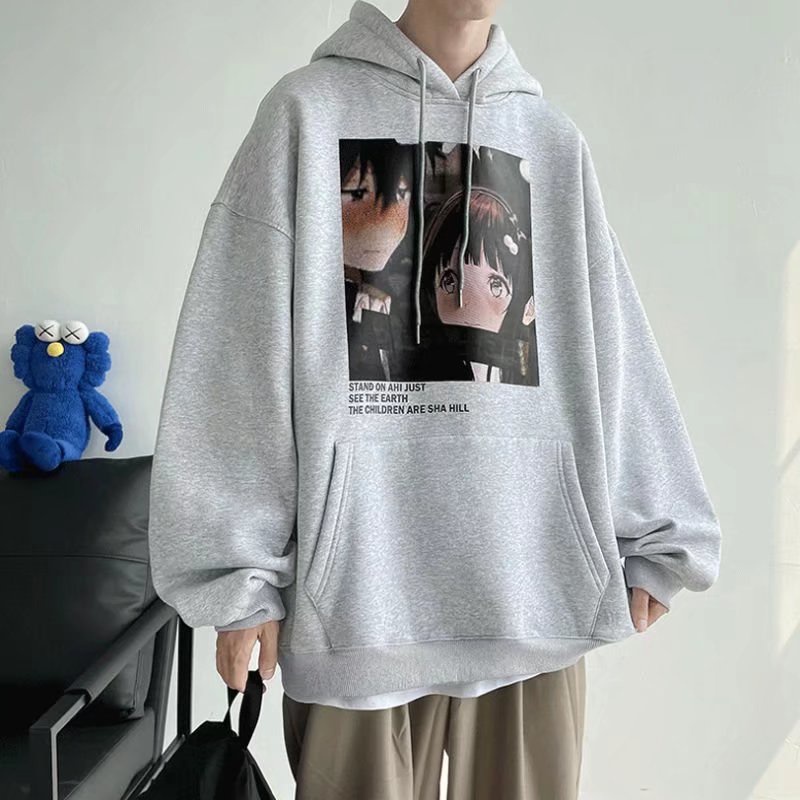 Áo khoác hoodie họa tiết hoạt hình thời trang mùa thu 2021 cho cặp đôi