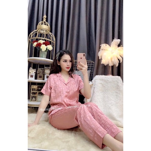 Bộ Pijama Lụa Gấm Tay Ngắn Sang Chảnh